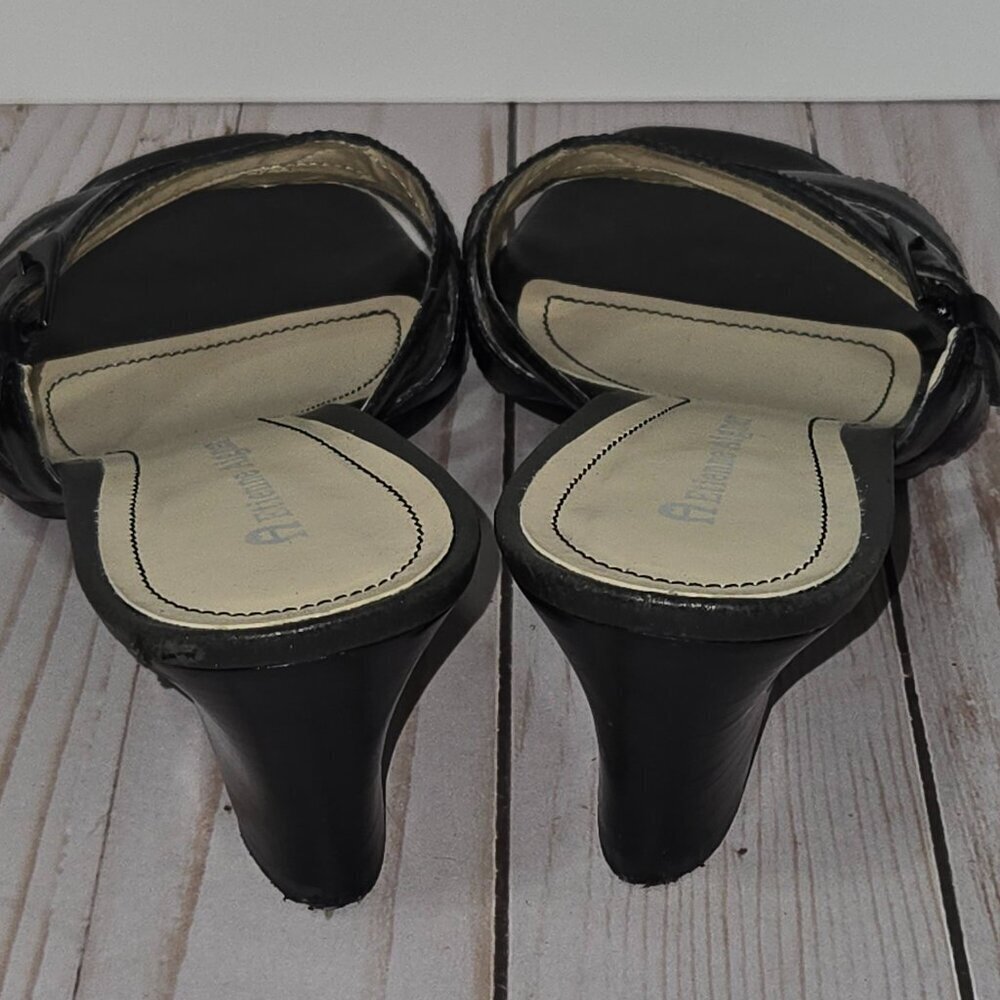Vintage Etienne Aigner Slip On Black Wedge Sandals Size 7.5M - Picture 4 of 12
